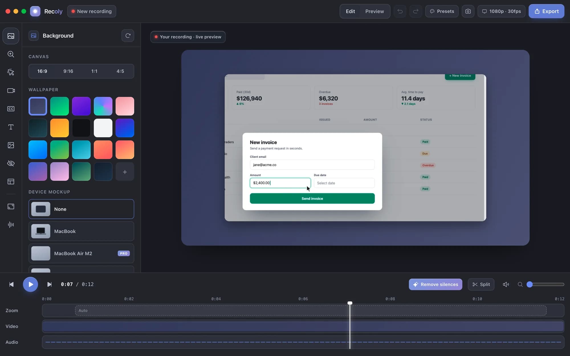 The Recoly editor